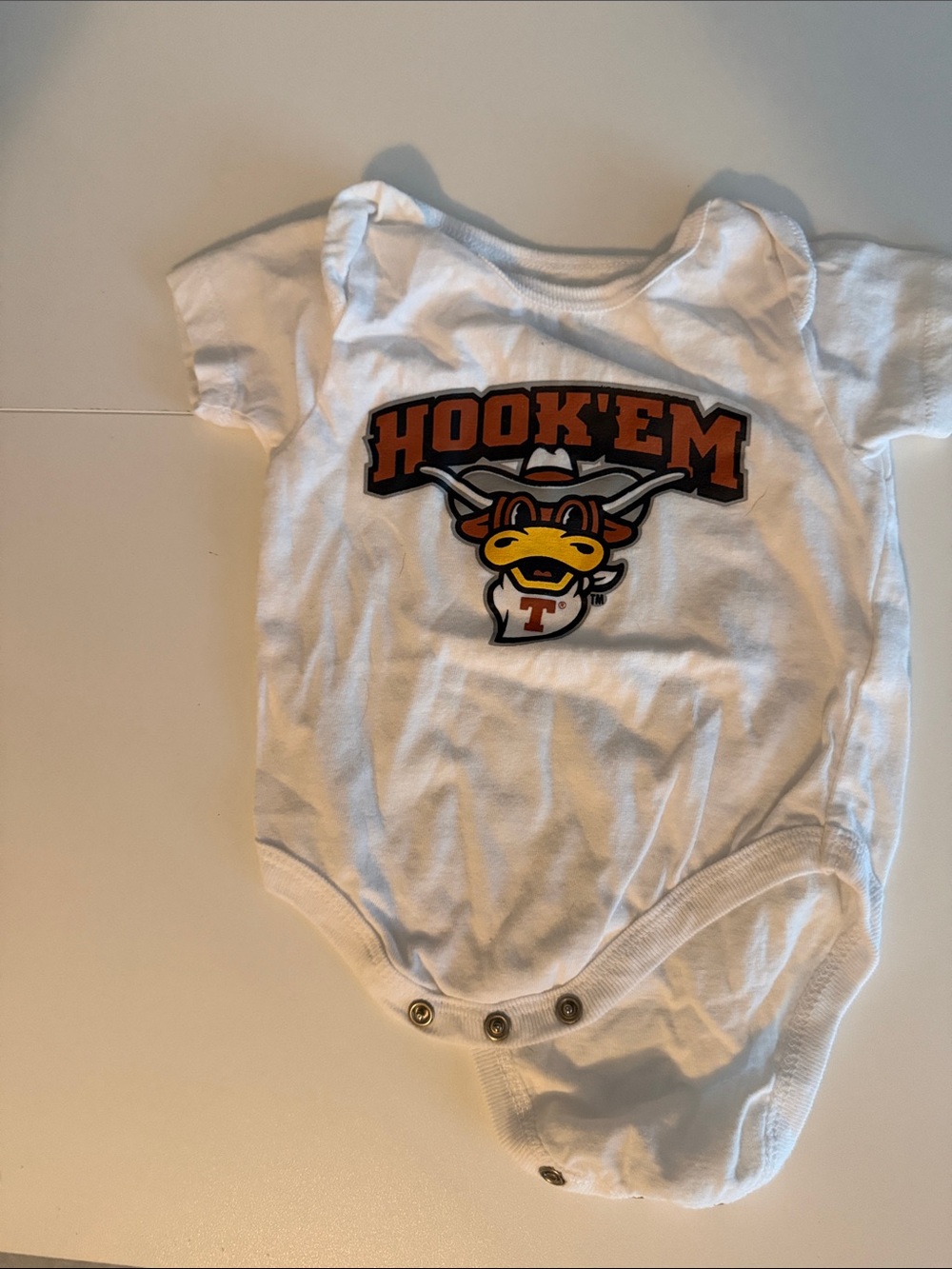 Hook 'Em White Kids One-Piece Bodysuit